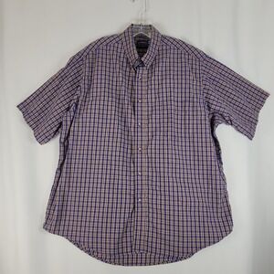 Creekwood Blue Plaid Short Sleeve Button Down Mens 2XL